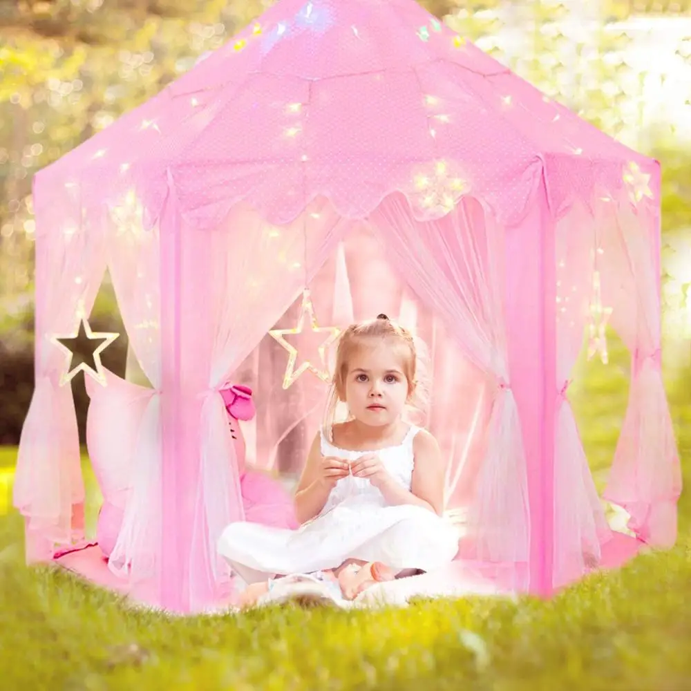 Tenda per bambini Toy Ball Pool Girl Princess Pink Castle tende piccola casetta per bambini Portable Kids Outdoor Play Game House