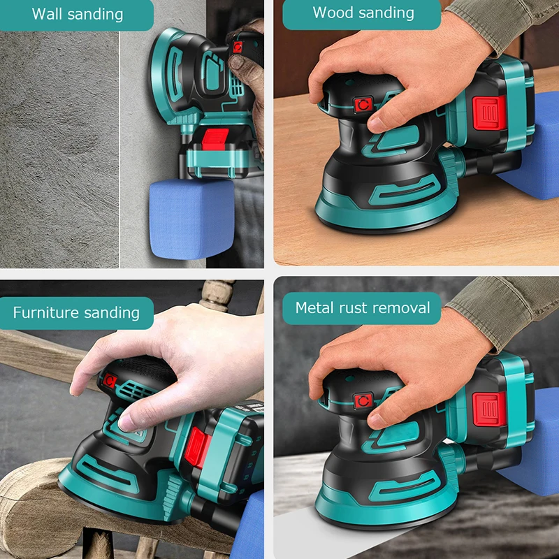 Cordless Electric Sander Random Orbital Brushless Polishing Machine Speed Adjustable Wood Grinder Polisher No Battery