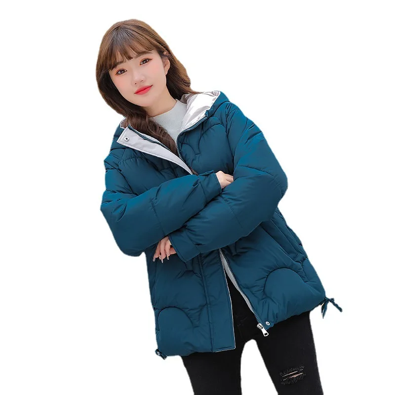 

Casual Cotton-Padded Coat Women Loose Zipper Korean Hooded Parka 21 Winter Thick Outwear Yellow Green Warm Parka Feminino LD2248