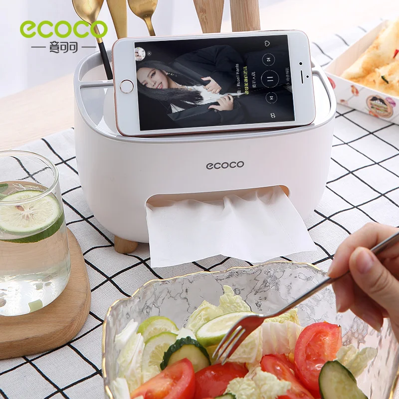 ECOCO Tissue Box Desktop Kitchen Napkin Storage Container Living Room Remote Control Storage Box   For Home Office Tissue Tray