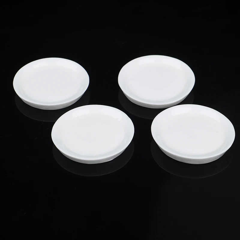 4PCS 1:12 Dollhouse Miniatures White Round Dishes Plate Kitchen Toy Best Gifts For Dollhouse Accessories