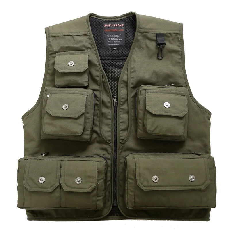 Men's Army Green Outdoor Vest For Men Fishing Clothing