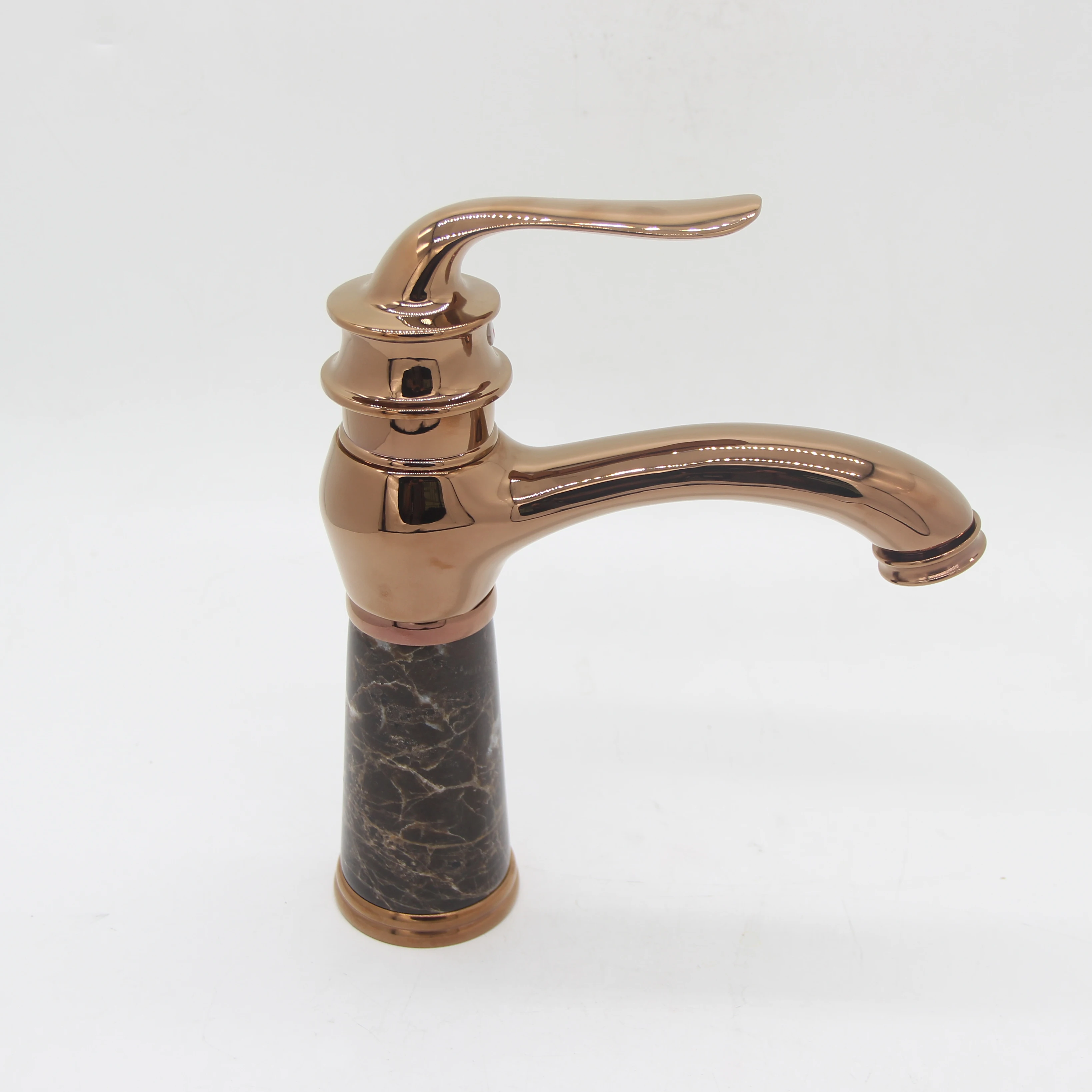 Stock on Sale Clearance Rose Gold Marble Stone Bathroom Faucet Mixer Waterfall Basin Cold Hot Water Tap M1039