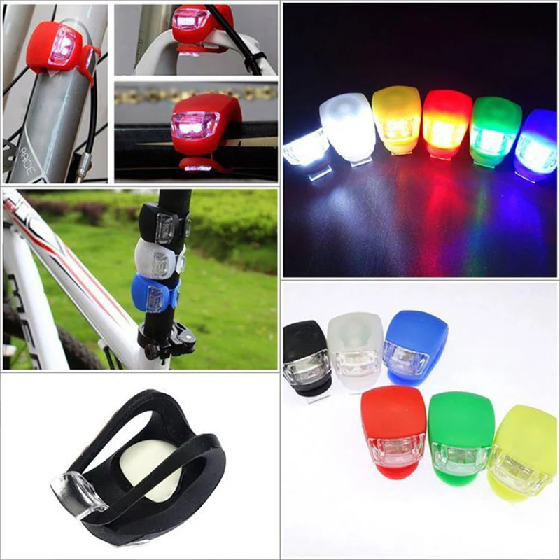 1pcs Led flash Bike Lights Silicone Cycling accessories Head Front Rear Wheel Waterproof Safety Lamp Green TSLM2