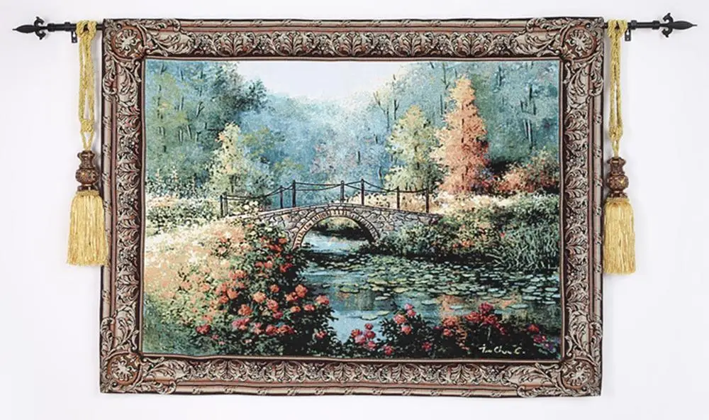 Belgian Tapestry Yarn Dyed Cotton Jacquard Tapestry Non-printing Luxury Ornament Room Wall Decoration Silent Bridge 138*110 cm