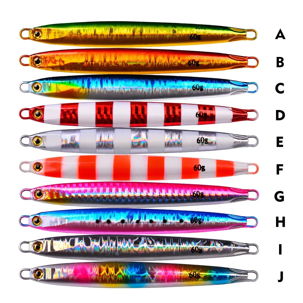 1 Piece Fishing Glow Jigs No Hook 10G 20G 30G 40G 60G 10 Colors Jigbait Lure Shore Cast Decoys Metal Bait Artificial Lures  Sale