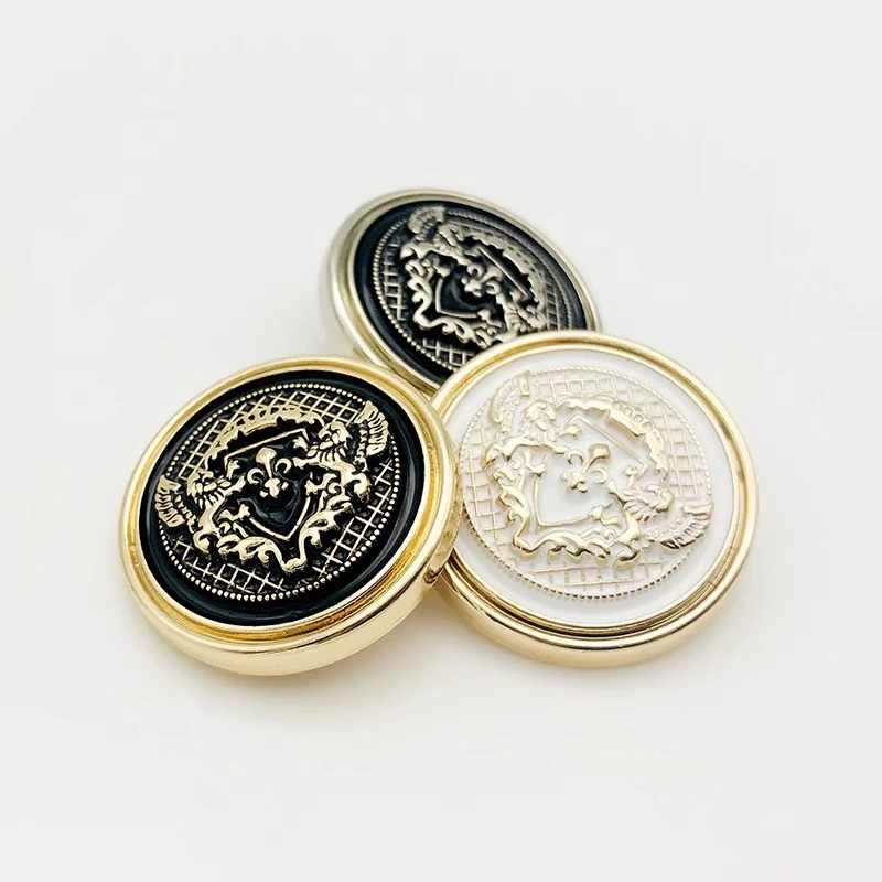 10pcs/lot 15/20/25mm Classic Vintage Jacket Buttons Fashion Black Gold DIY Sewing Buttons for Clothing Round Metal Coat Buttons