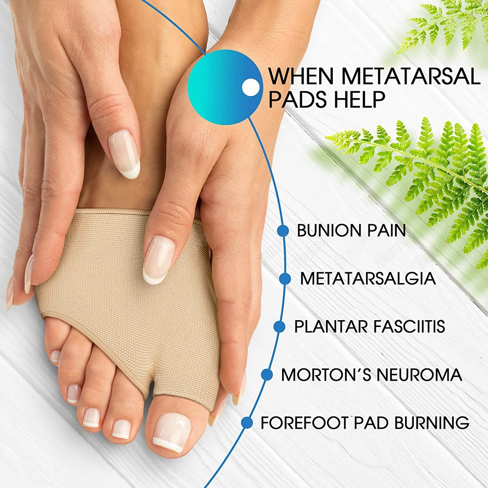 Silicone Gel Half Insoles for Metatarsal Forefoot Pain Relief Shoe Pads Ball of Foot Cushions For Hallux Valgus Corrector Socks