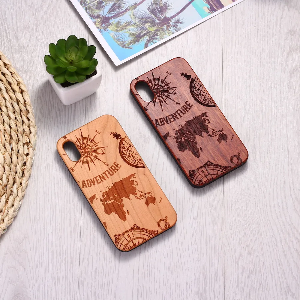 

Nautical World Map Travel Compass Engraved Wood Phone Case Funda For iPhone 14 14ProMax 14Plus 13Promax 13 12 11