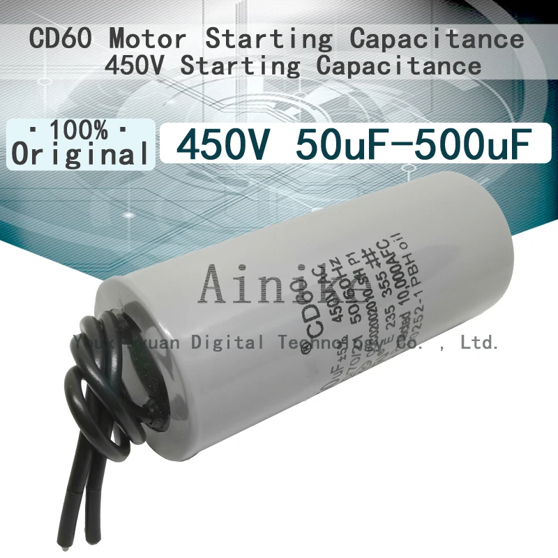 CD60 Motor Starting Capacitance 450V 50uF 75uF 100uf 150uF 200uF 250uF 300uF 350uF 400uF 450uF 500uF 450V Starting Capacitance