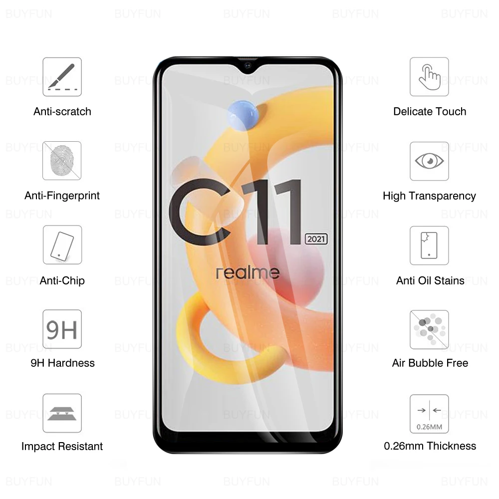 4in1 Protective Glass For Realme C11 2021 Full Cover Screen Tempered Glass For realmi c21 c25 c15 c3 c11 c 11 Camera Lens Film