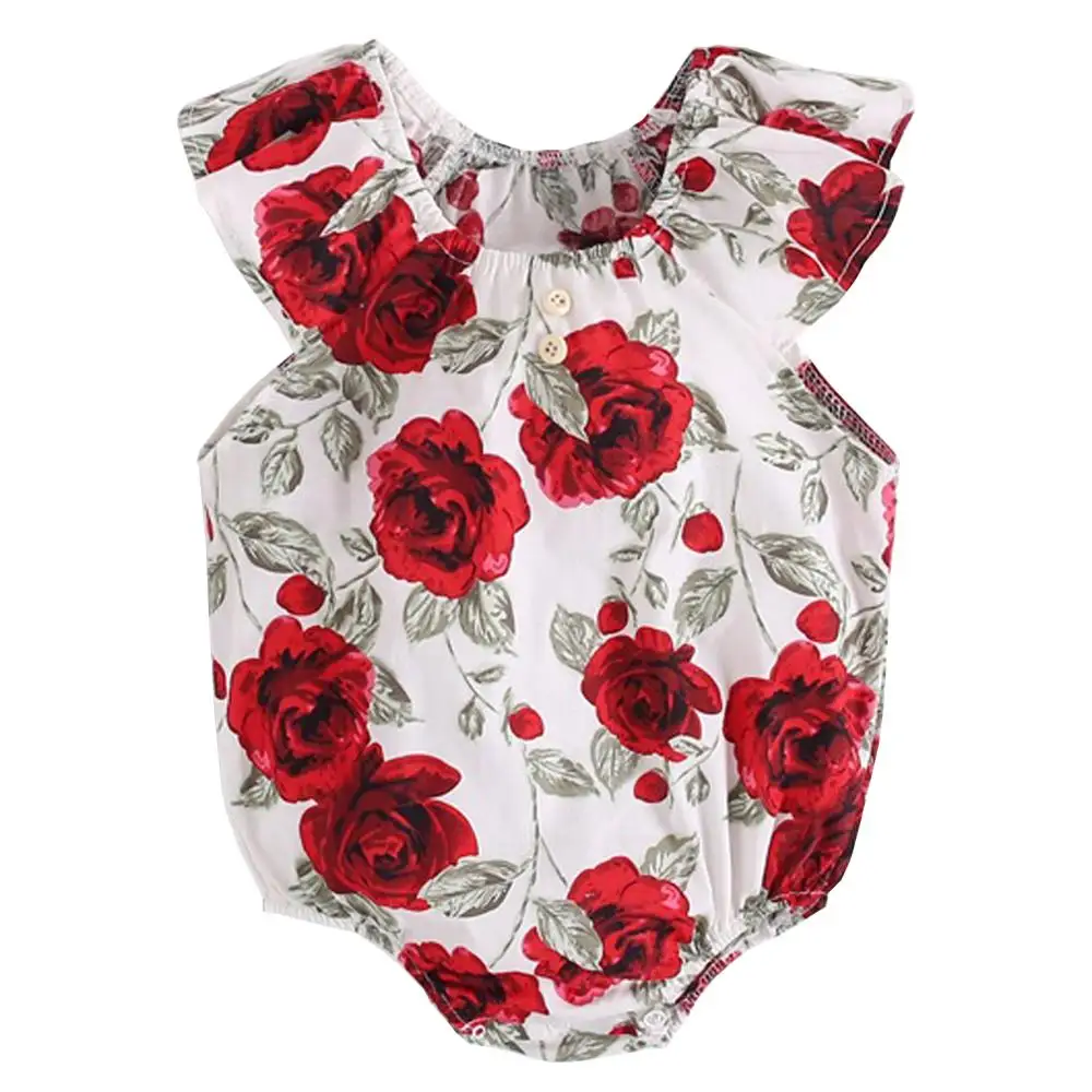 Newborn Photography Props Baby Girl Cotto Romper Rose Print Flowers Infants One-piece Infant Photo shoot Accessories New Arrival