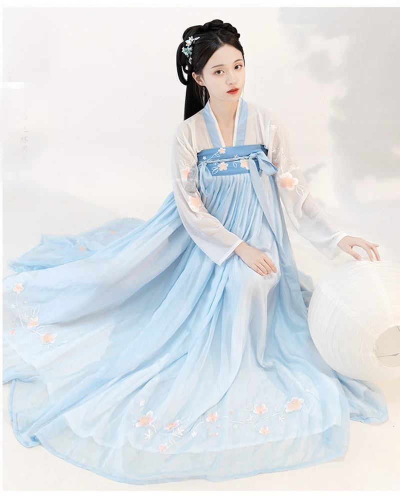 chinese cosplay Early summer Chinese traditional Hanfu dress two-piece Chinese embroidered  6 meters skirt swing Hanfu women