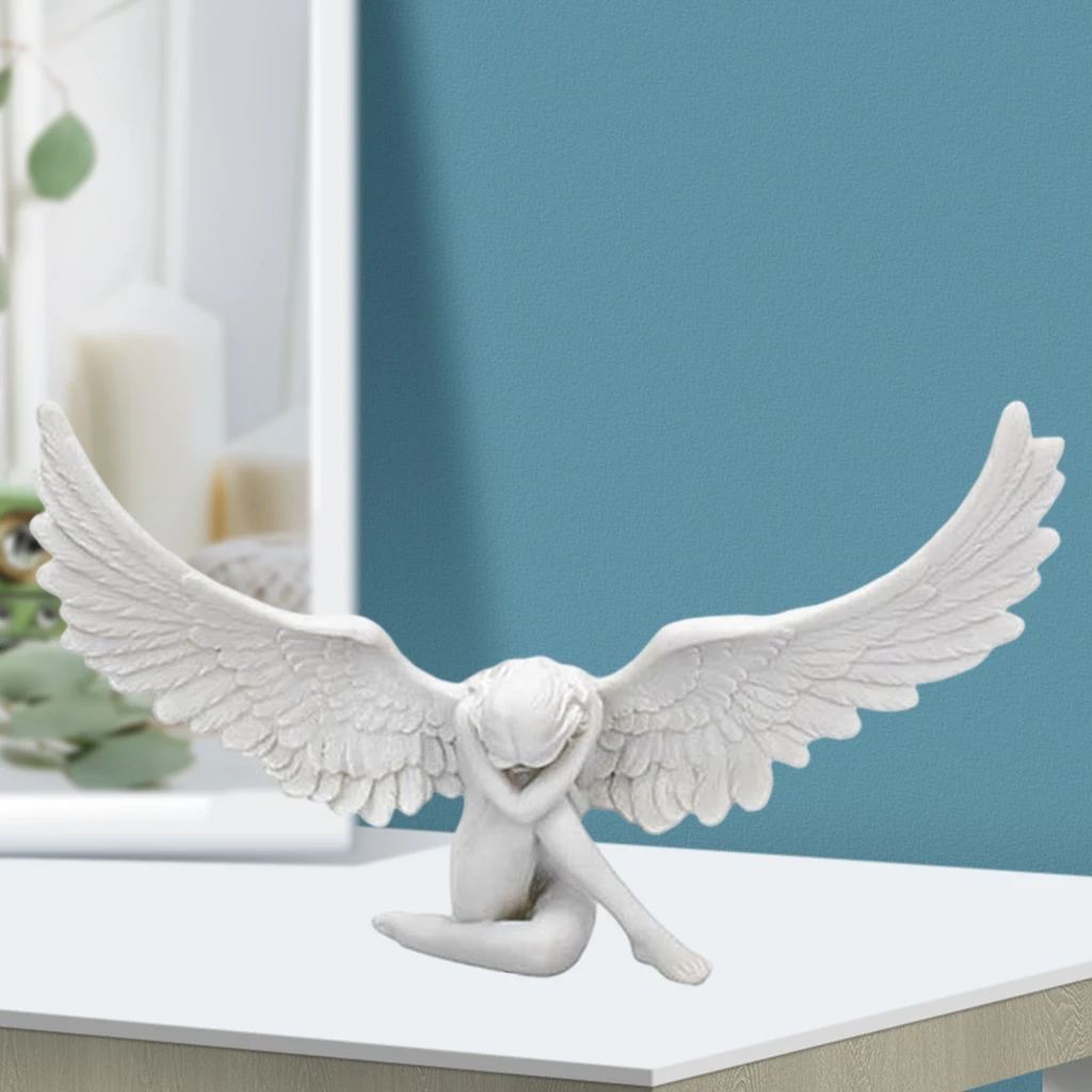 Angel Wing Figurine Modern 3D Embrace Angel Wings Sculpture Crafts 3D Angel Wing Statue Figurine Resin Artwork Craft Home Decor