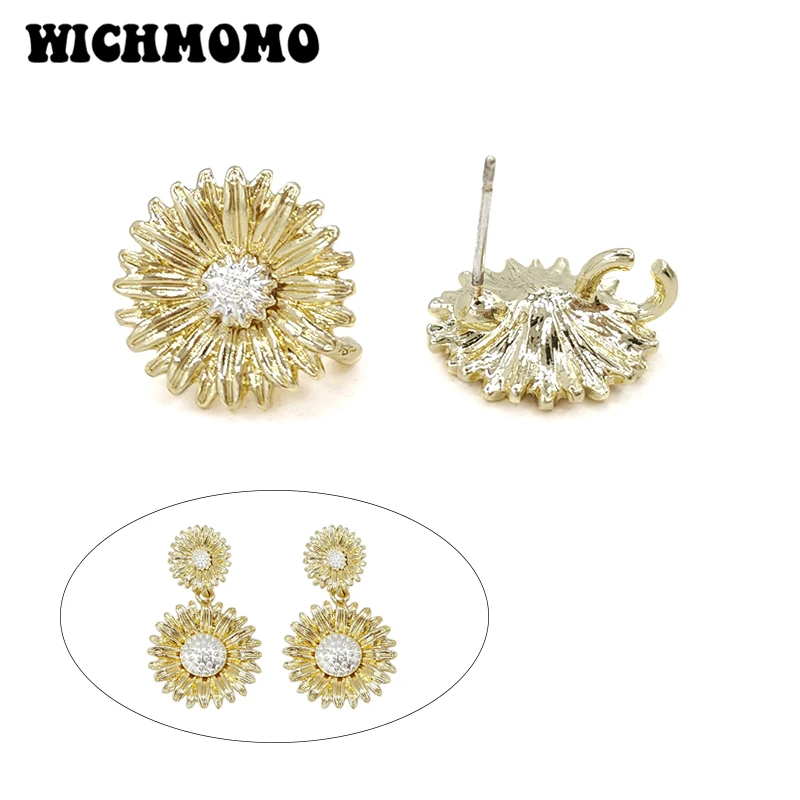 2021 New Fashion 15mm 6pieces High Quality Zinc Alloy Little Flowers Earring Base Connectors for DIY Earring Jewelry Accessories