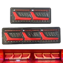 2Pcs 12V/24V Waterproof Truck LED Rear Tail Light Rear Turnning License Plate fog Stop Brake Running Reverse Lamp