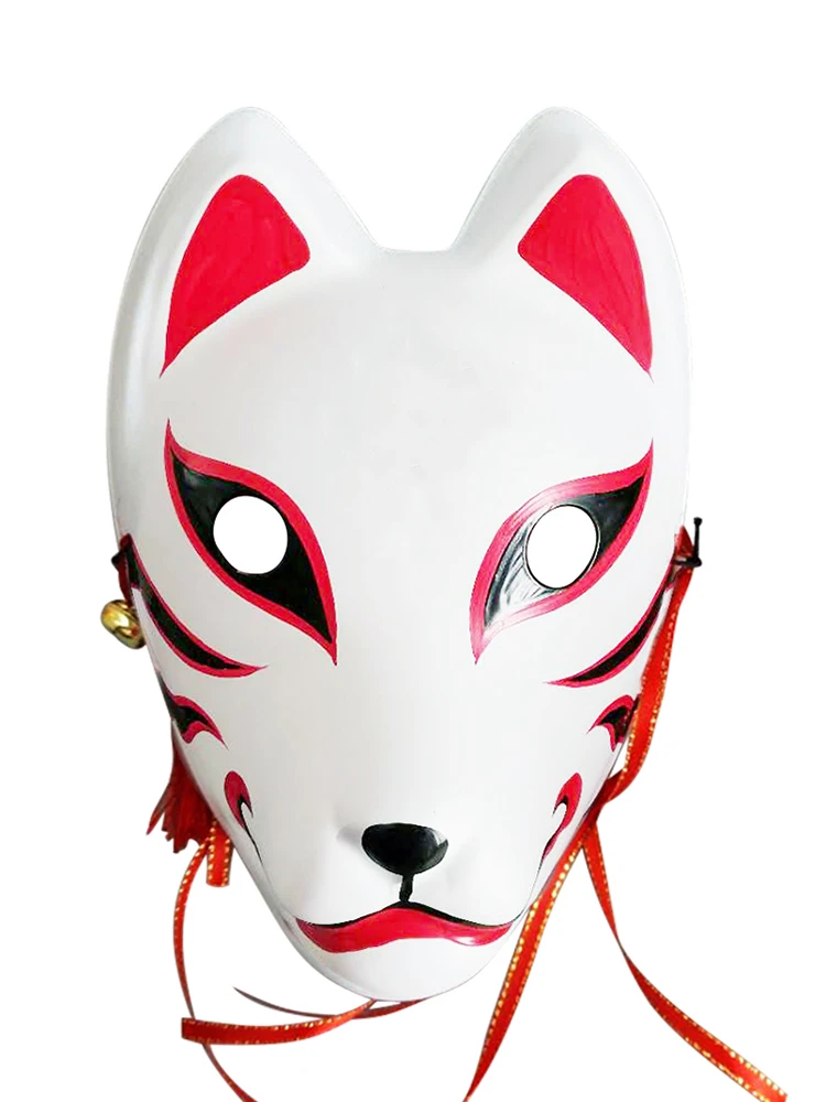 Hand-Painted Full Face Mask Demon Kitsune Cosplay PVC Masquerade Halloween Cartoon Character Mask In Stock