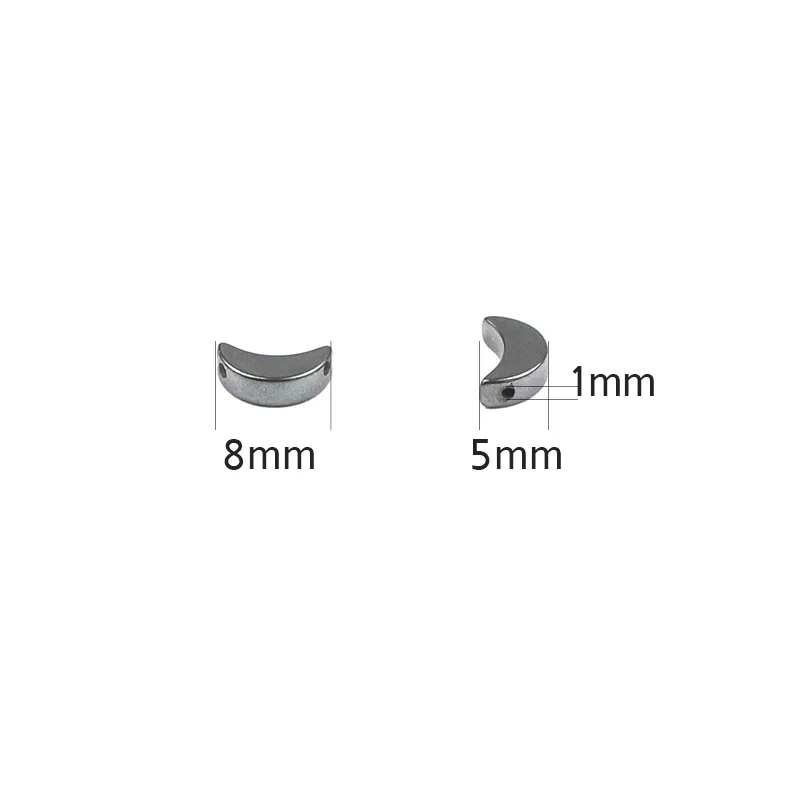 WLYeeS Natural Black Hematite Stone Beads Moon Shape Spacer loose beads for Jewelry Bracelet Earring Pendant DIY Accessories 15" - view 2