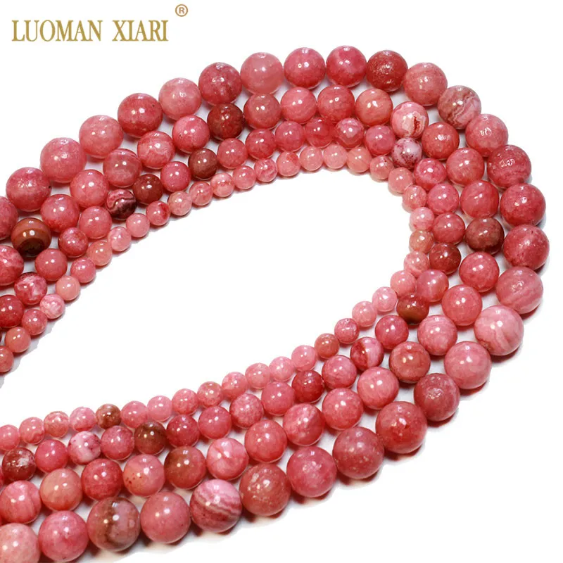 Fine Natural Argentina Rhodochrosite Red Round Stone Beads For Jewelry Making DIY Bracelet 4/6/8/10/12 mm Strand 15\'\'