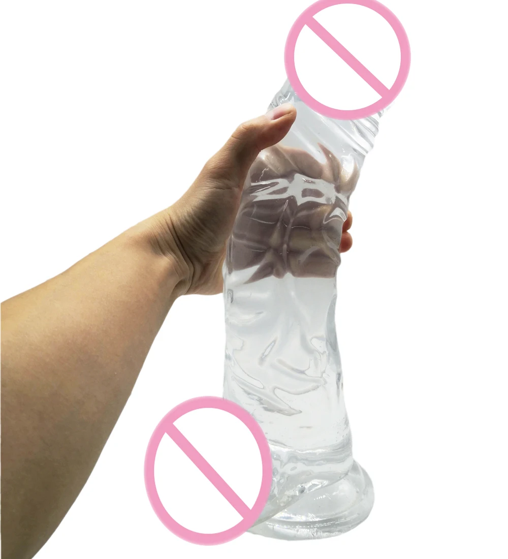 HOWOSEX  37*7CM Crystal Jelly Big Huge Realistic Dildo PVC Penis Women Artificial Giant Long Suction Cup Anal Dildo Penis Dick