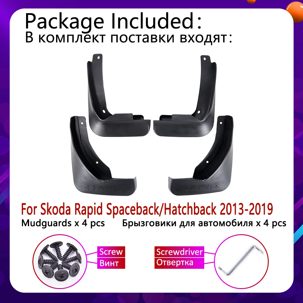 Mudflap for Skoda Rapid Spaceback Hatchback 2013~2019 Fender Mud Guard Splash Flap Mudguard Accessories 2014 2015 2016 2017 2018