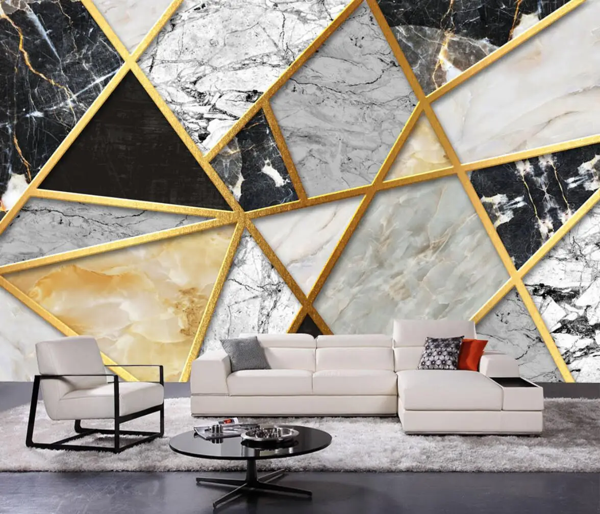 

Custom Geometric marble wallpaper TV background murals living room bedroom home decoration 3d photo wall paper art Wall stickers