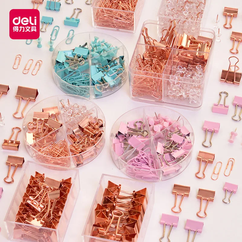 Rose Gold /Pink /Blue 72pcs/box Metal Paper Clip Multipurpose Thumbtacks Office Document Data Storage Sorting Long Tail Clips