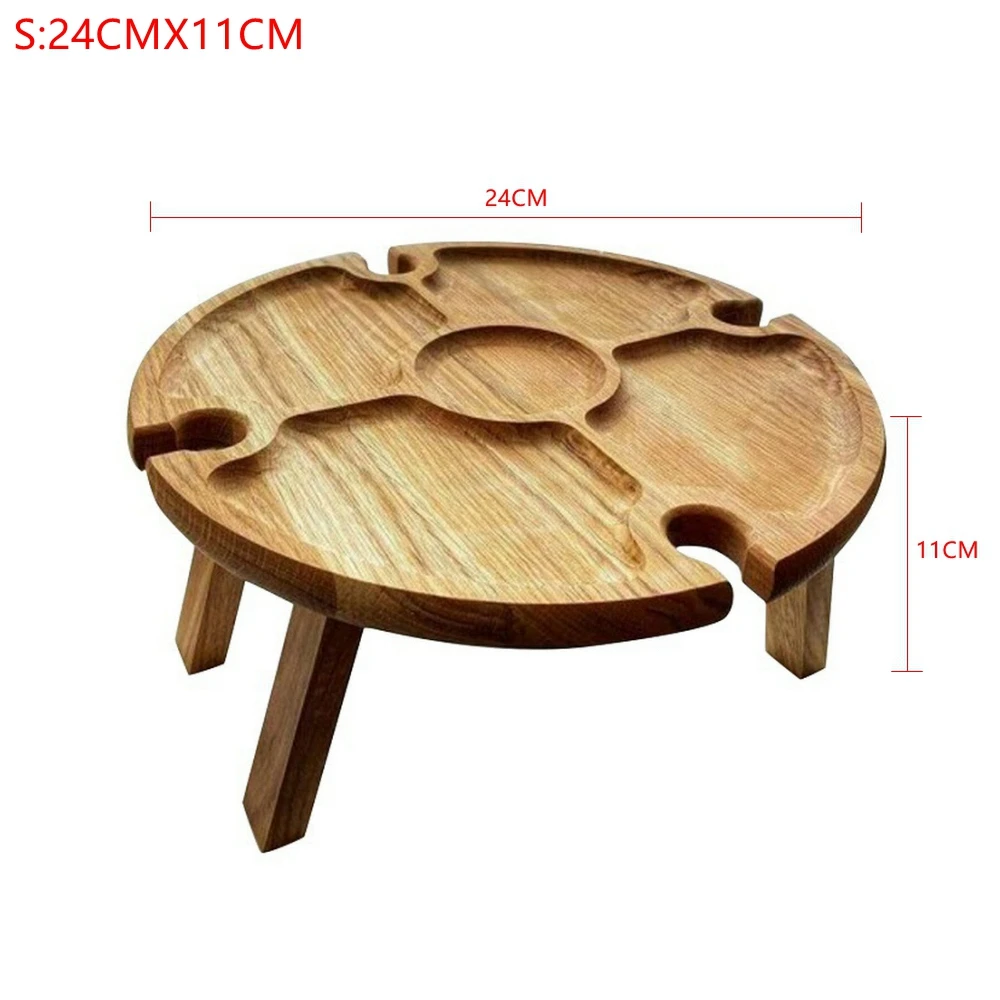 Portable Wooden Outdoor Wine Table Folding Picnic-Table With Glass Holder 2 In 1 Wine Glass Rack Outdoor Picnic Folding Table