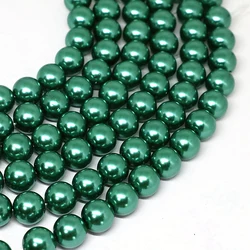 Pretty Peacock Green 4-14mm Round Imitation Shell Pearl Vintage Fit For Diy Elegant Necklace Bracelet Loose Beads 15inch B1607