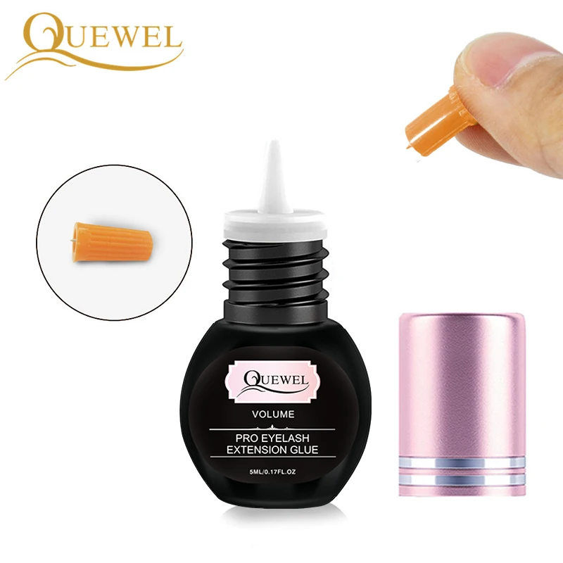 Quewel 5ml Eyelash Glue 1-2S Dry Volume Lashes Glue Fast Dry Individual False Eyelashes Extensions Black Adhesive 6-7 weeks