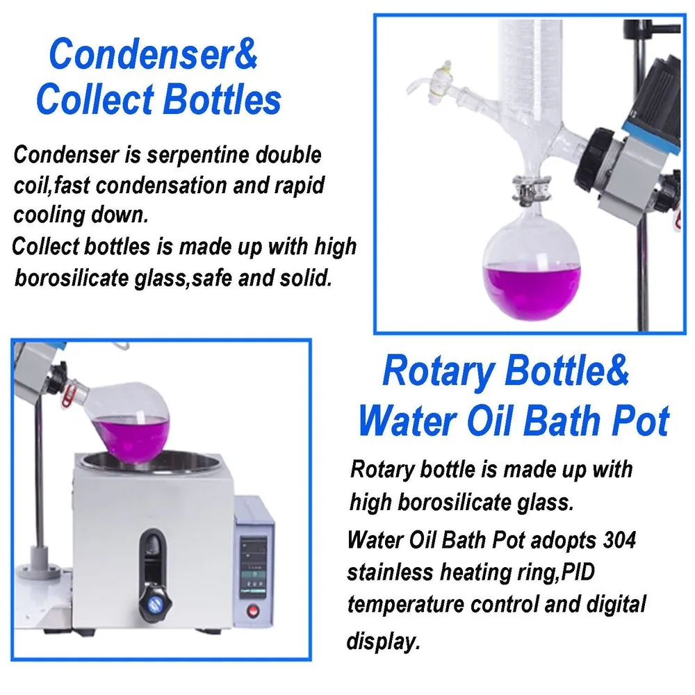 Laboratory High Performance  Rotary Evaporator Rotavapor Equipment W/Motor Lift, Digital Heating Bath  Kits