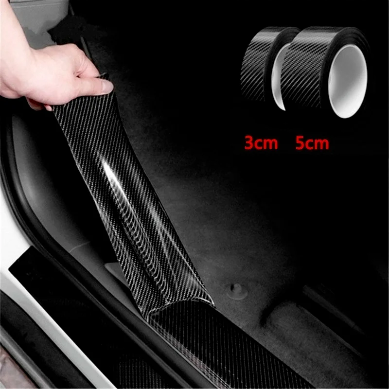 1/3/5/7/10m Carbon Fiber Protector Strip Sticker Auto Bumper Door Sill Protection Anti-stepping Car Decoration Tape 3D Sticker