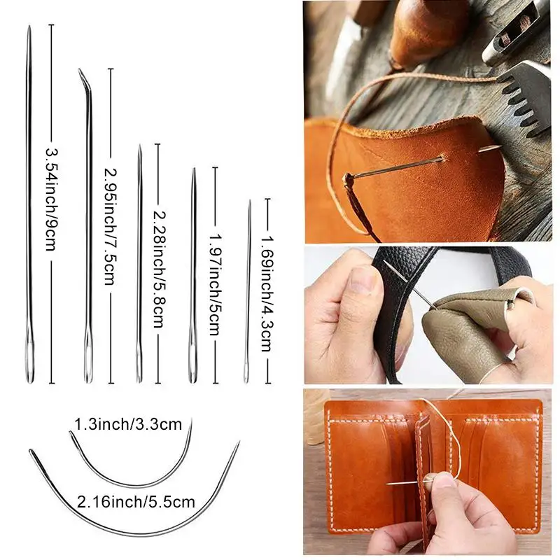 2021 New 7Pcs/Set Leather Sewing Needles Hand Craft DIY Curved Needles Repair Fur Stainless Steel Pin Stitch Needlework Kit