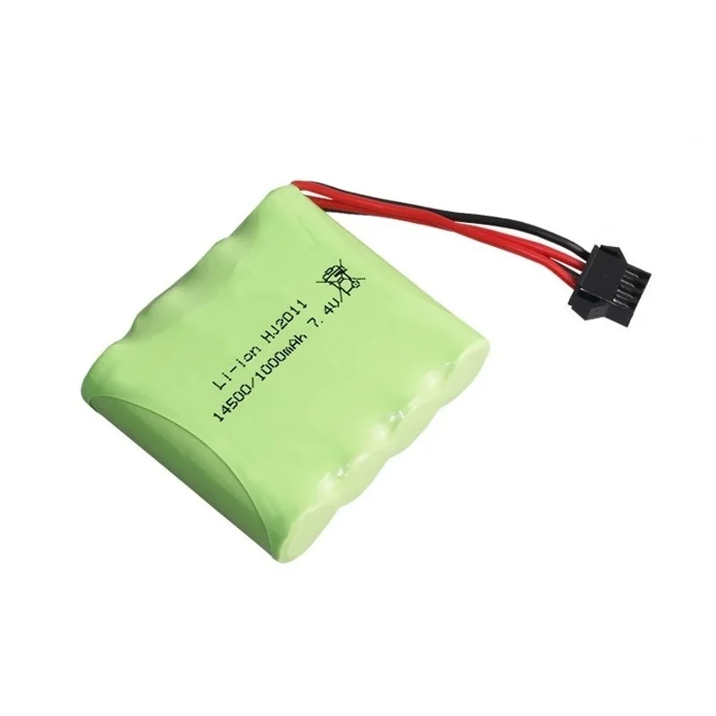 Baterai Lipo 7.4V 1000MAh 2S dan Set Pengisi Daya untuk DE36W 1:16RC Off-Road 4WD Aksesori Mainan Balap Drift Mendaki Berkecepatan Tinggi