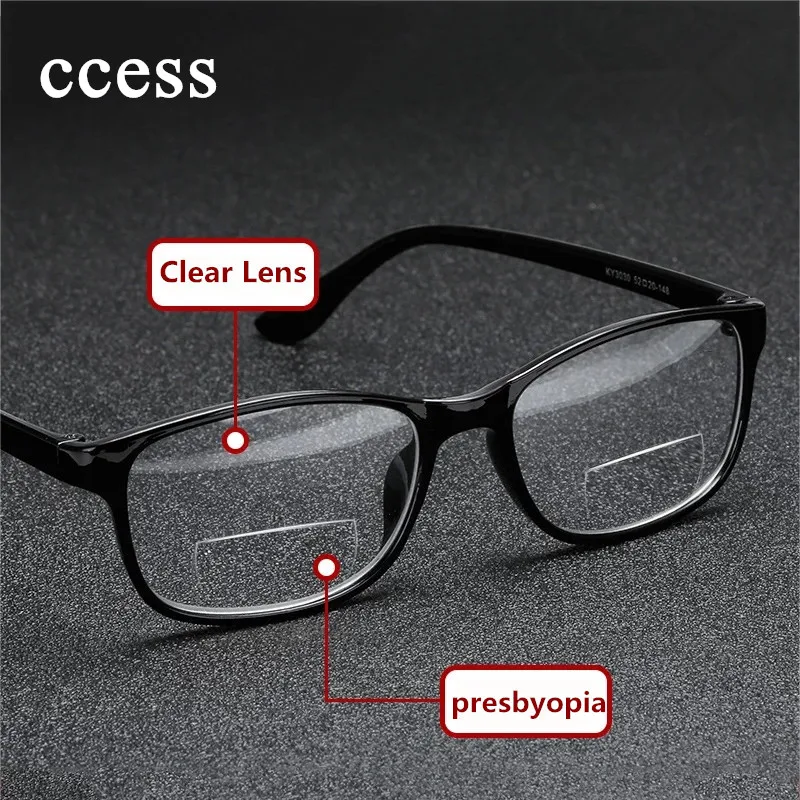 

+1.0 To +4.0 New Dual-light Fashion Presbyopic Glasses with Personality Black Frame Vintage and Light Reading Glasses