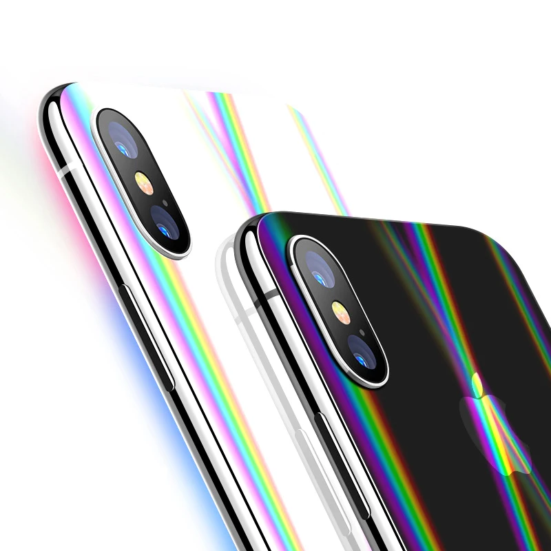 2Pcs Back Rear Aurora Gradient Hydrogel Film For iPhone X XS XR 11 12 13 mini 14 15 Pro Max 7 8 Plus SE Screen Protector Rainbow