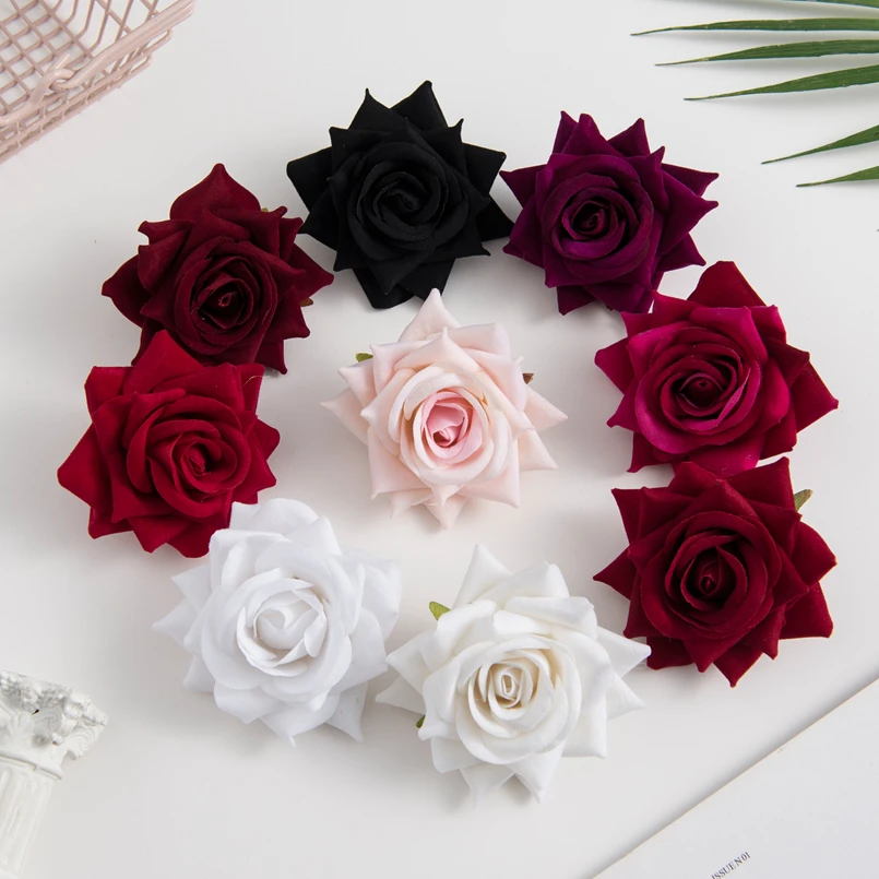 

100PCS Artificial Flowers Silk Red Roses Head Fake Scrapbook Bridal Corsage Accessories Clearance Wedding Home Diy Gifts Decor