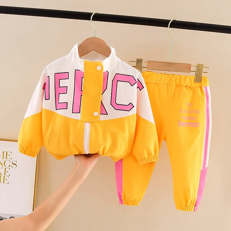 New Spring Autumn Baby Girl Clothes Children Letter Sports Jacket Pants 2Pcs/Sets Toddler Costume Boys Clothing Kids Tracksuits