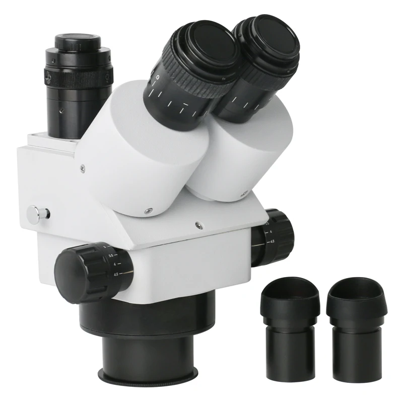 Simul-Focus 7X-45X Continuous Zoom Trinocular Stereo Microscope Head For Jewelry Appraisal Mobile Phone Repair Equipment