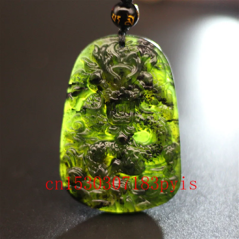 

Natural Black Green Jade Dragon Pendant Bead Necklace Chinese Carved Charm Jewellery Fashion Amulet for Men Women Lucky Gifts