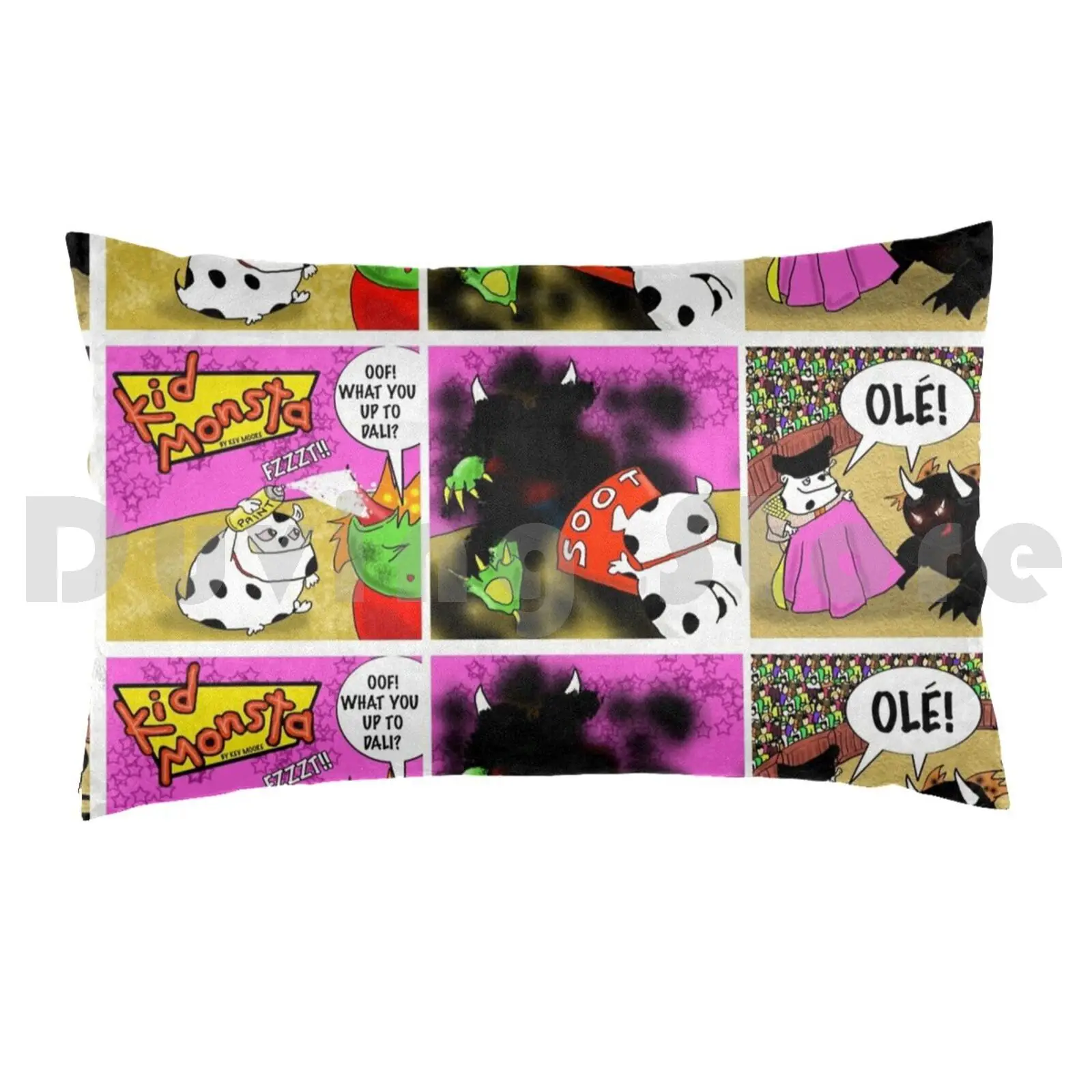 Kid Monsta Triptych 10Pillow case Cartoon Comic Character Humour Bullfight Toro Totero Corrida