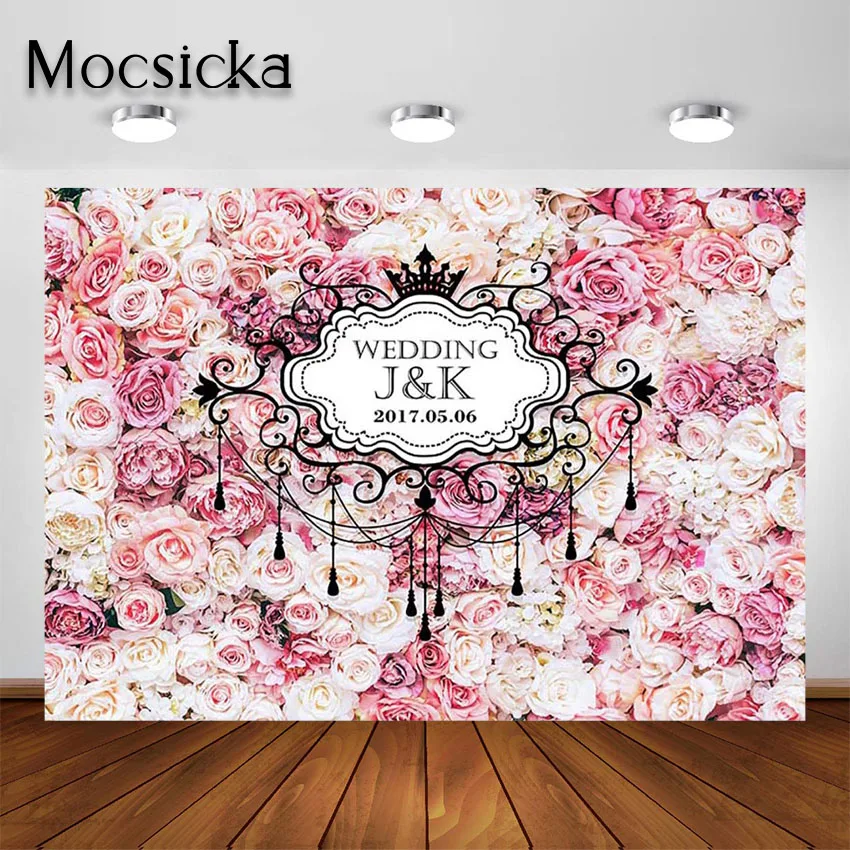 Mocsicka Photography Backdrops Pink Rose Flower Custom Birthday Party Wedding Photo Background Photoshoot Photocall Studio Props