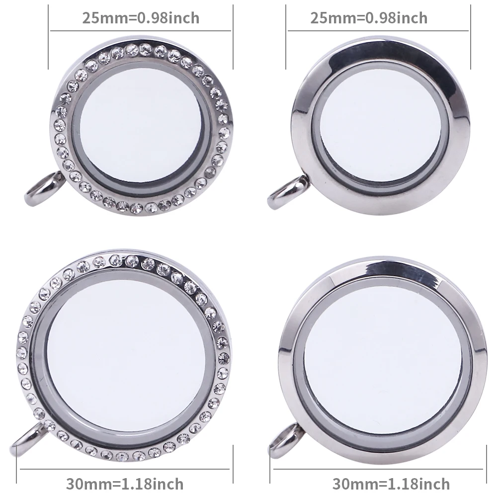 10Pcs/Lot Stainless Steel Round Glass Memory Floating Picture Locket Pendant Clear Twist Coin Medaillon Women подвеска Jewelry