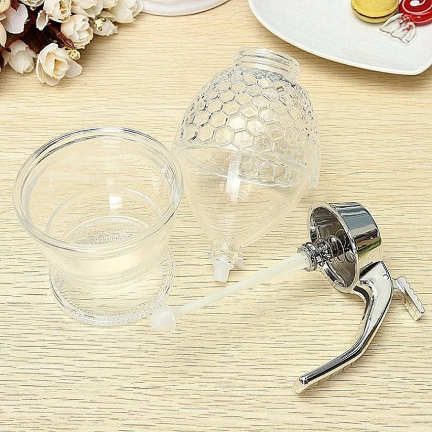 200ml Squeeze Bottle Honey Jar Container Bee Drip Dispenser Kettle Storage Pot Stand Holder Juice Syrup Cup Kitchen Accessories