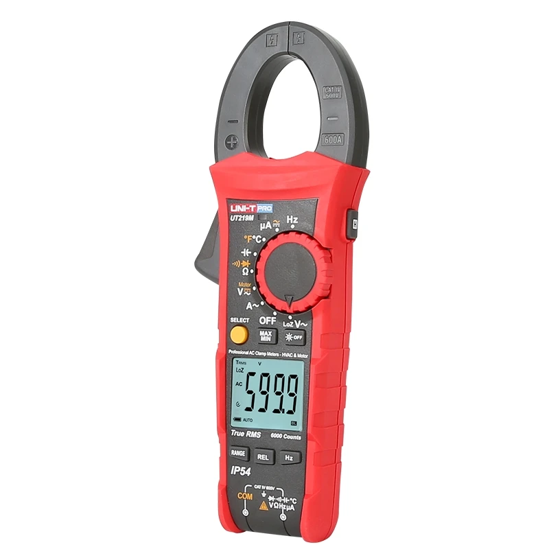 UNI-T UT219M true RMS Professional Clamp Meter; IP54 dust/waterproof digital ammeter, Auto backlight/temperature test