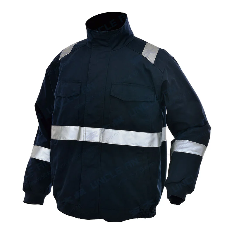 

Men's Navy Blue Winter Thermal Jacket Safety Bomber Jacket With Reflective Stripes