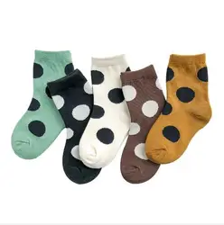 1-12 Year 5 pairs pack wholesale children's socks autumn and winter big wave point color matching socks children's socks