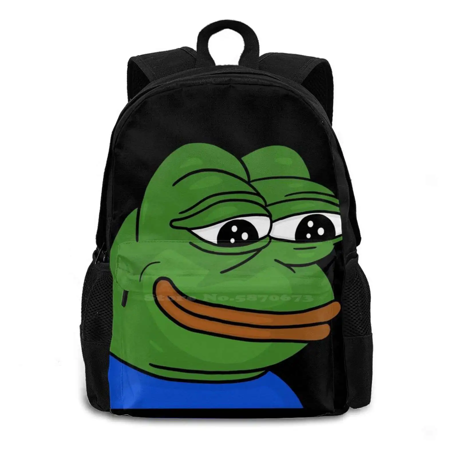 Feelsokayman Backpack For Student School Laptop Travel Bag Monka Feelsgoodman Feelsokayman Twitch Emote Pepo Peepo Frobba Wowee