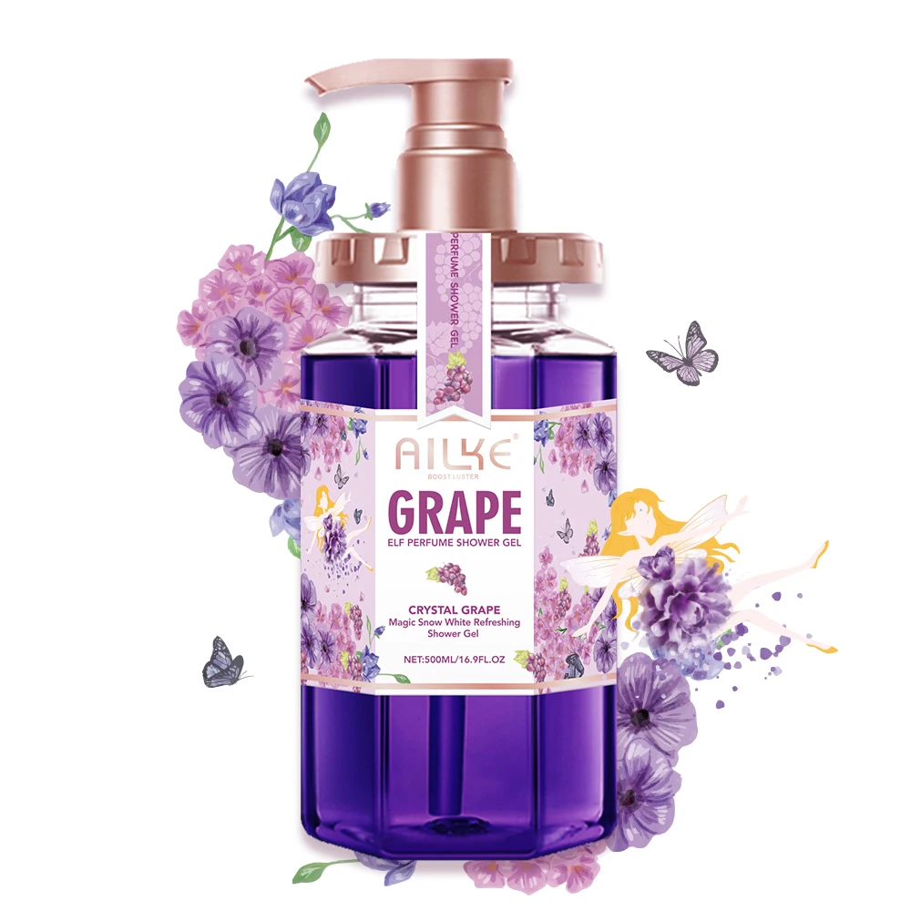 AILKE gommage gel douche Shower gel women Whitening  Moisturizing brightening  Exfoliat body wash care Organic Grape bath foam