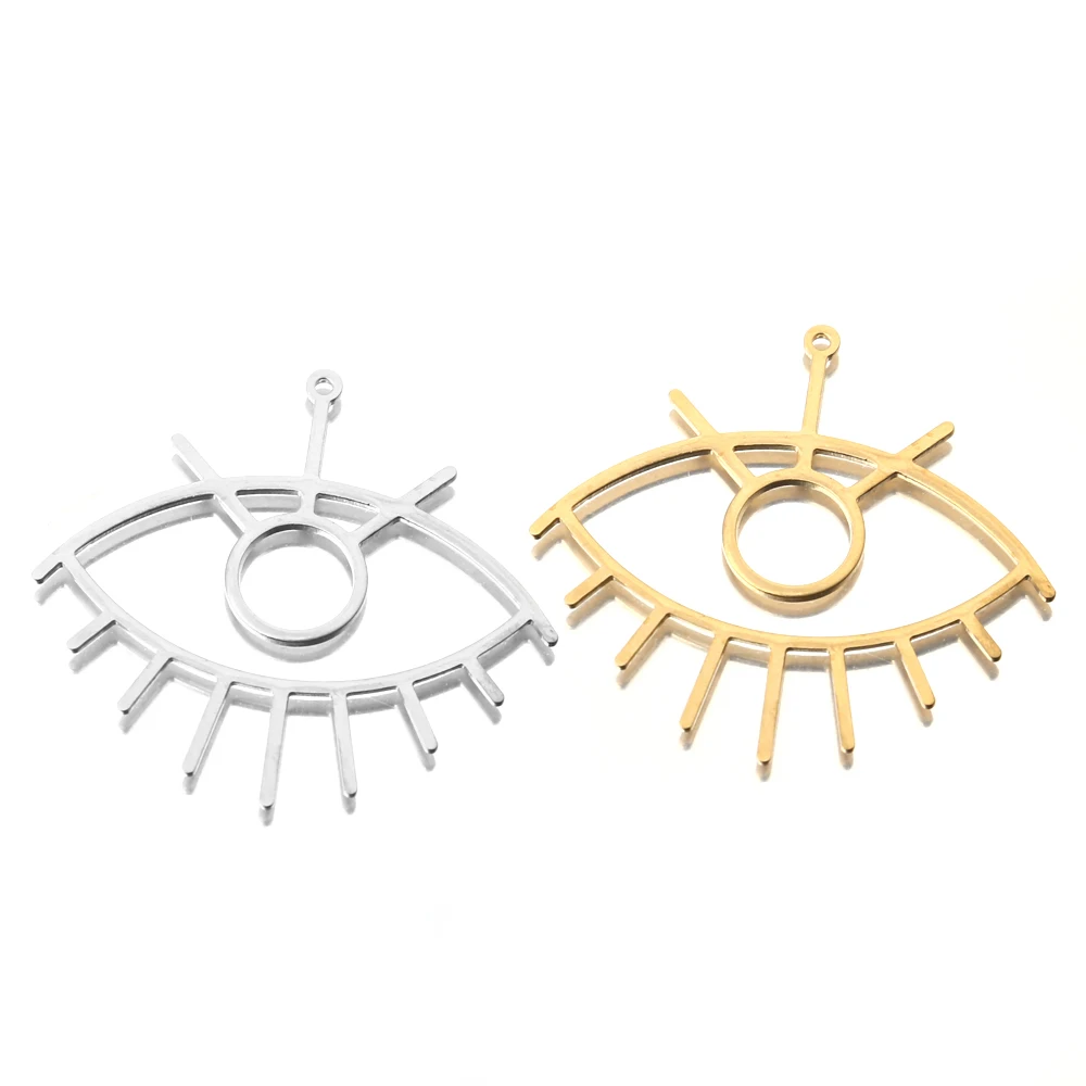 10Pcs Silver Plated Raw Brass Lucky Turkish Eye Neck Pendant Charms Diy For Jewelry Making Components Necklace Choker Findings
